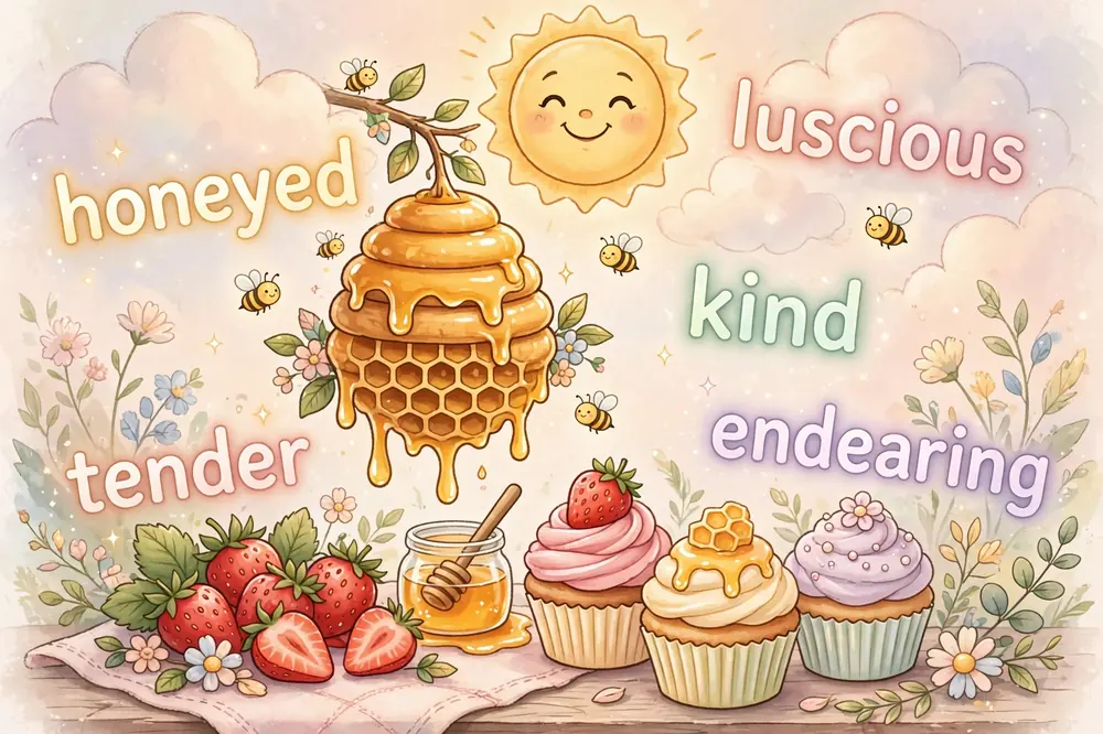 Illustration showing synonyms for sweet