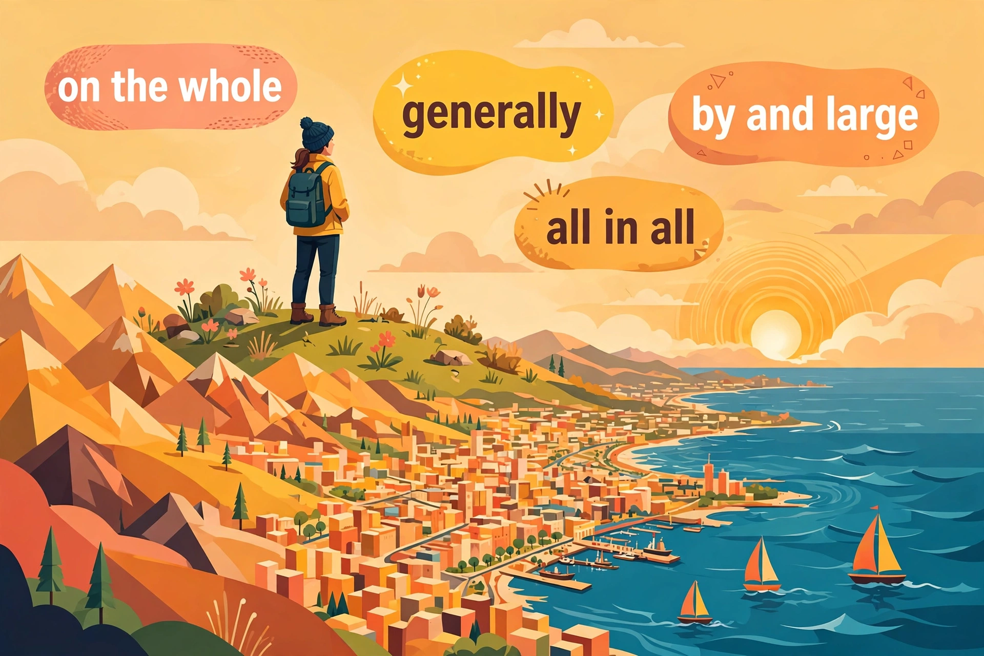Illustration showing synonyms for overall