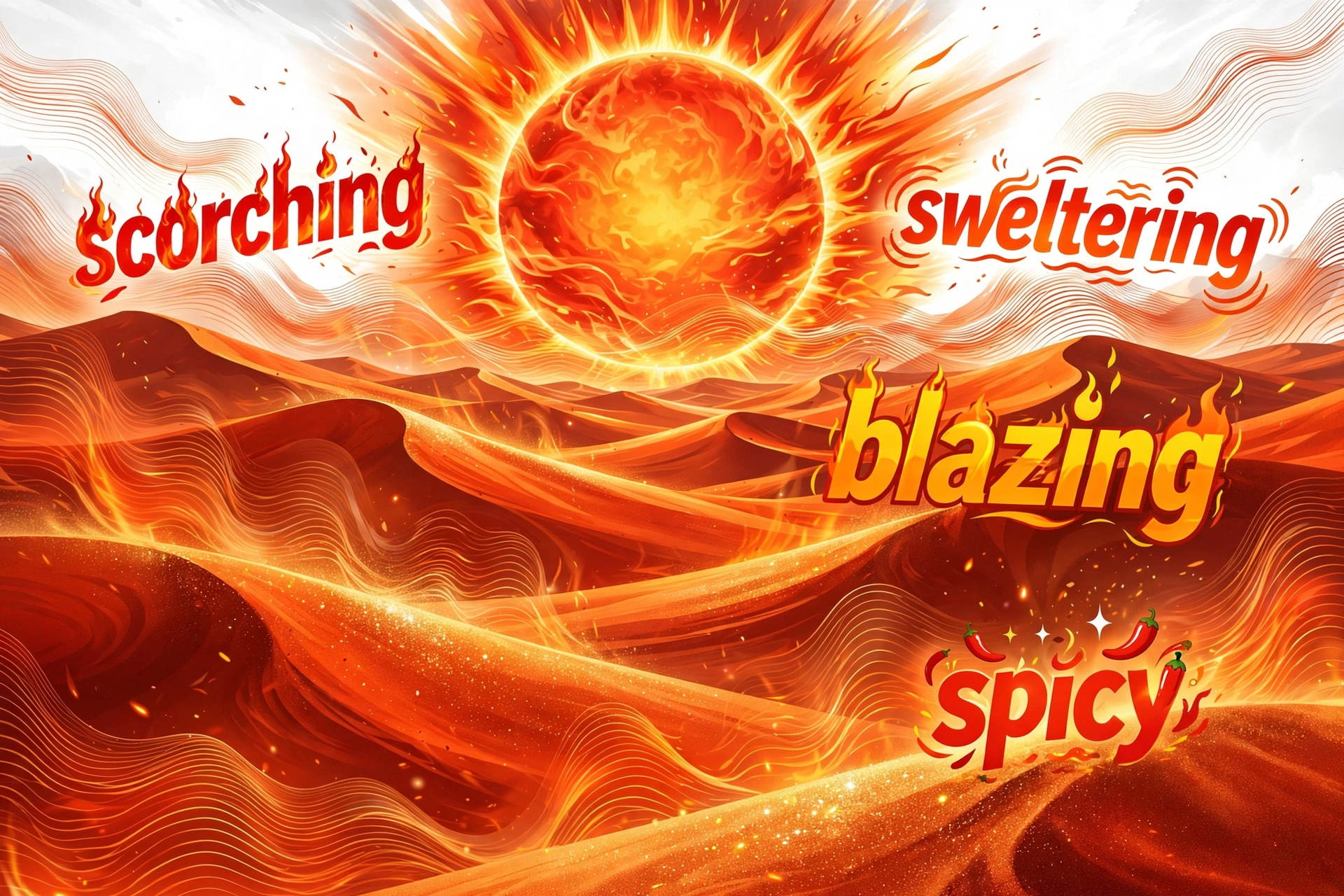 Illustration showing synonyms for hot