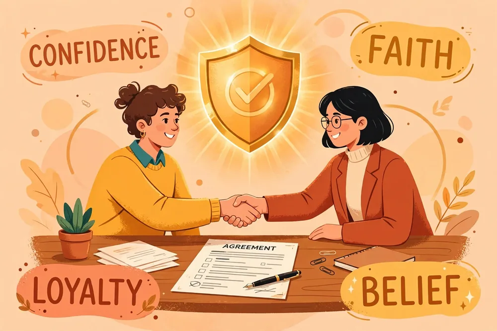 Illustration showing synonyms for trust
