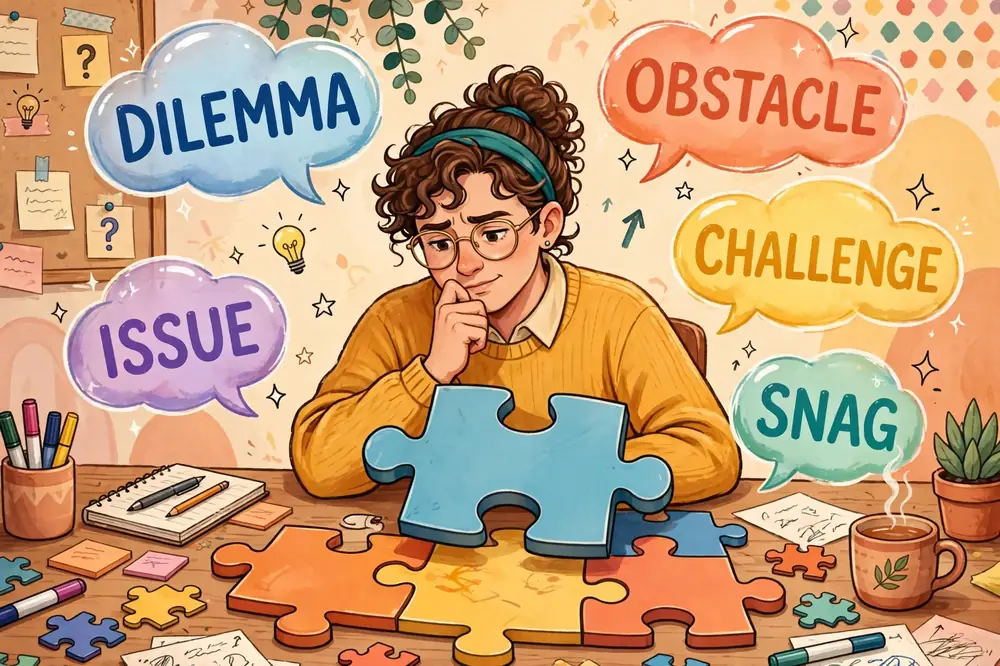 Illustration showing synonyms for problem