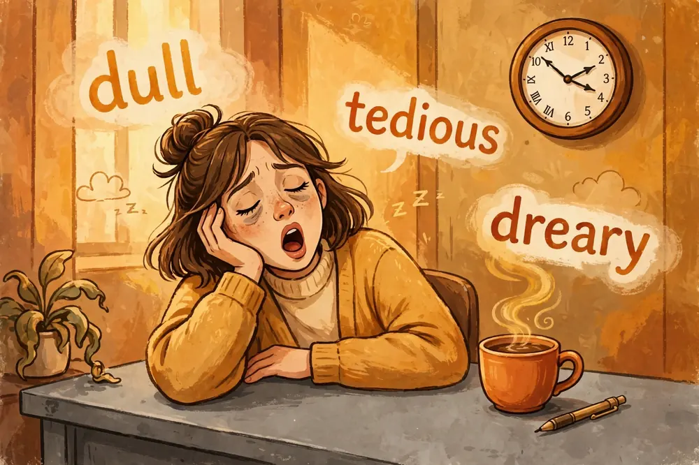 Illustration showing synonyms for boring
