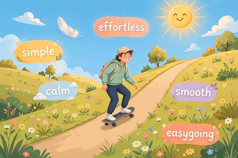 Illustration showing synonyms for easy