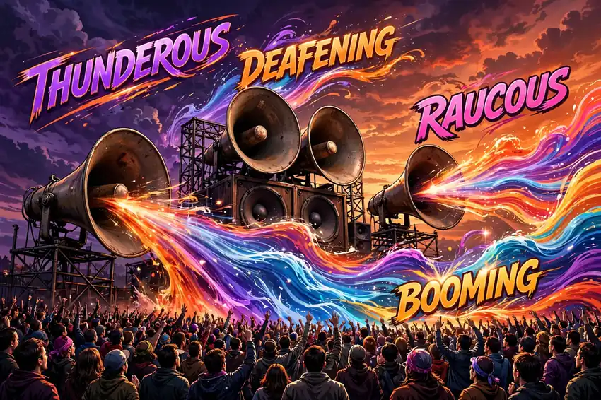 Illustration showing synonyms for loud