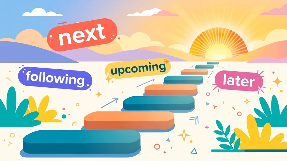 Illustration showing synonyms for next