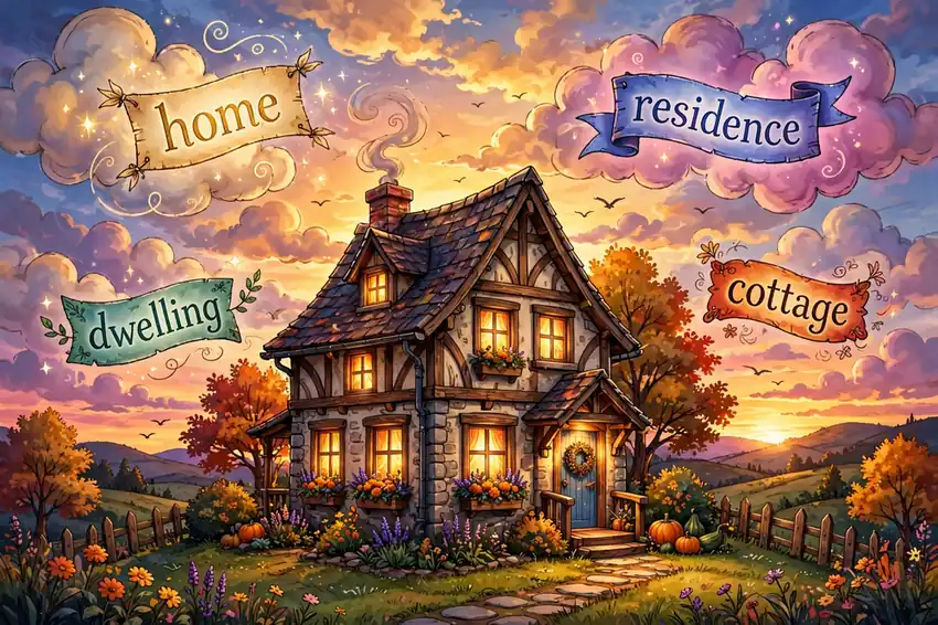 Illustration showing synonyms for house