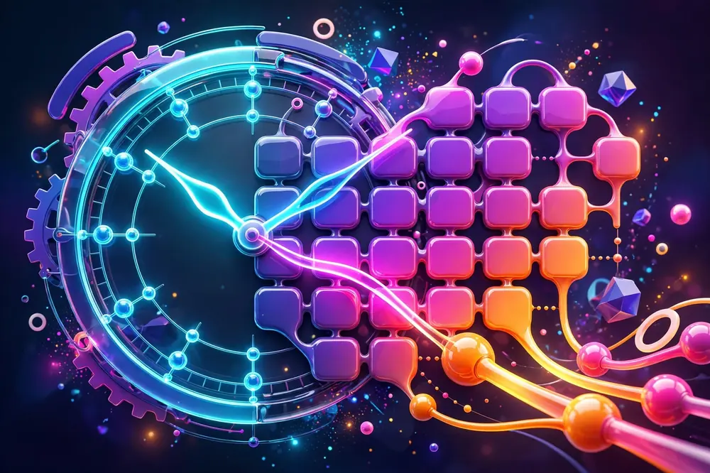 Glowing clock and calendar schedule graphic illustrating time and scheduling