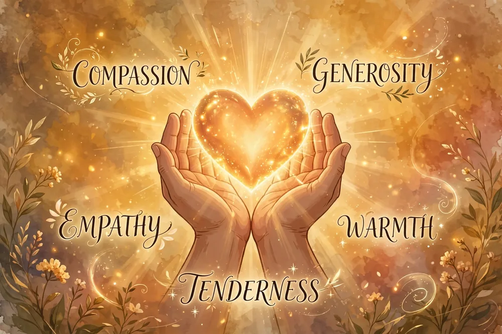 Illustration showing synonyms for kindness
