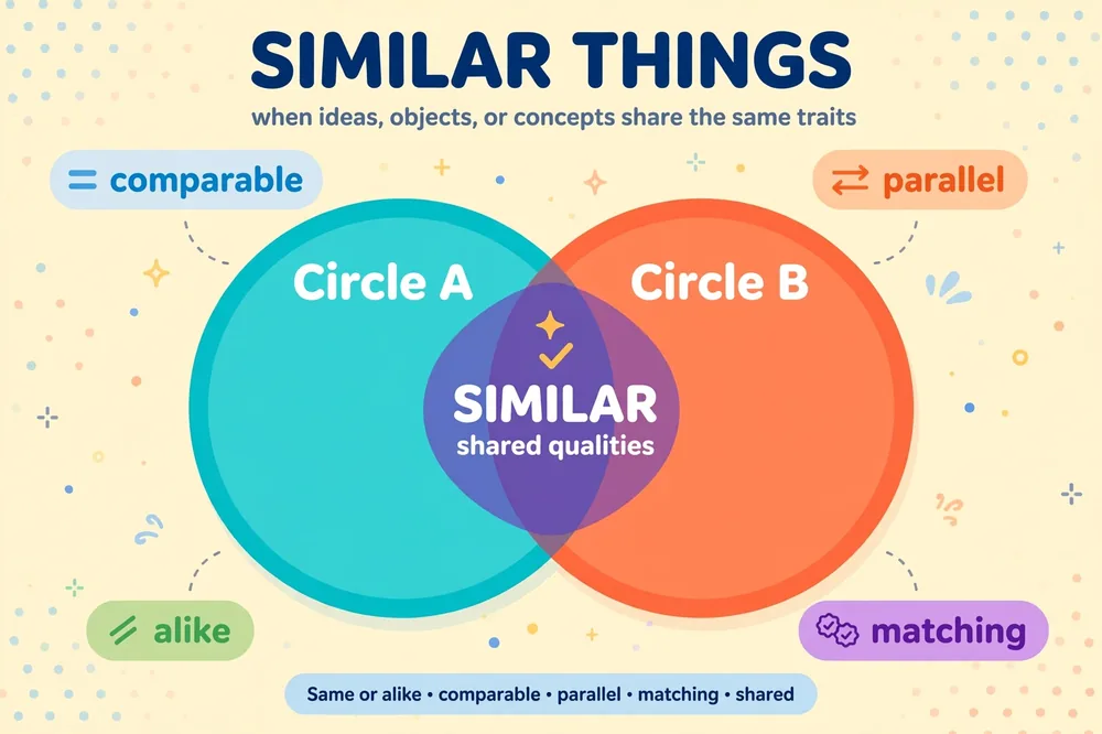 Illustration showing synonyms for similar