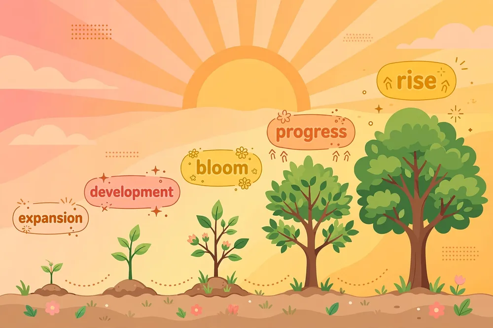 Illustration showing synonyms for growth