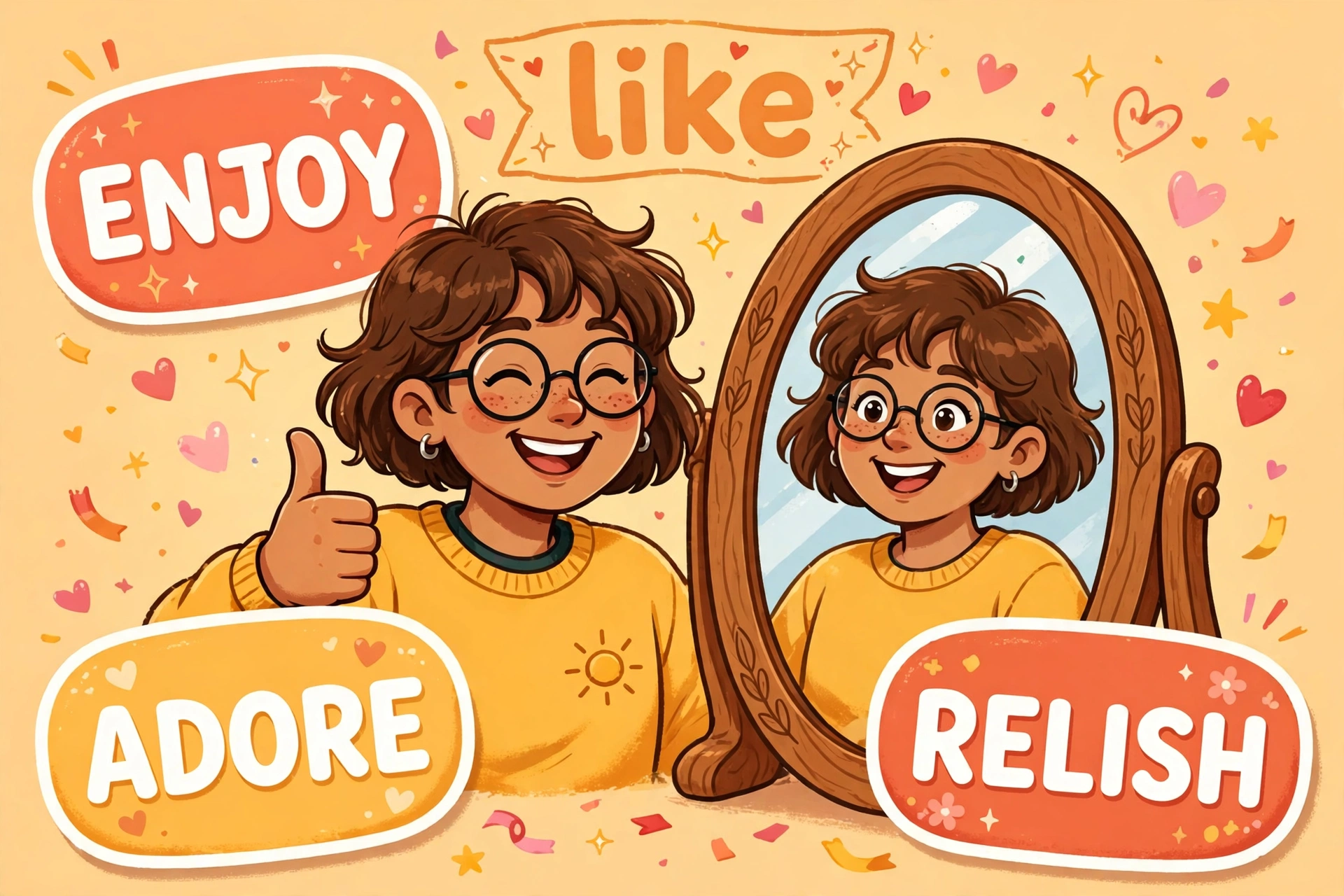 Illustration showing synonyms for like