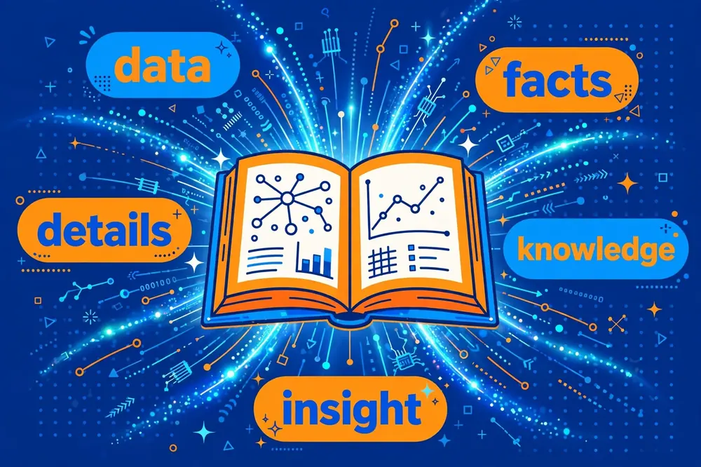 Illustration showing synonyms for information