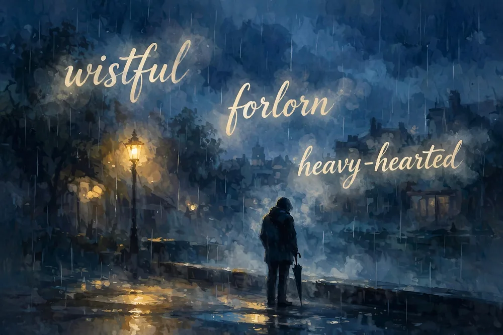 Illustration showing synonyms for sad