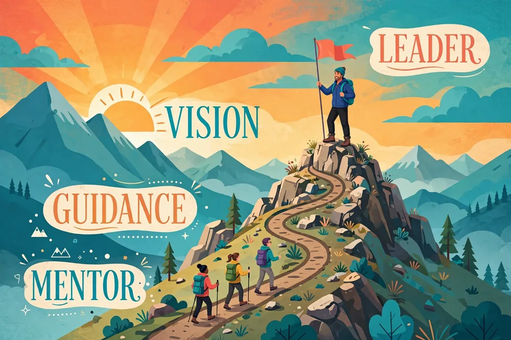 Illustration showing synonyms for leader.