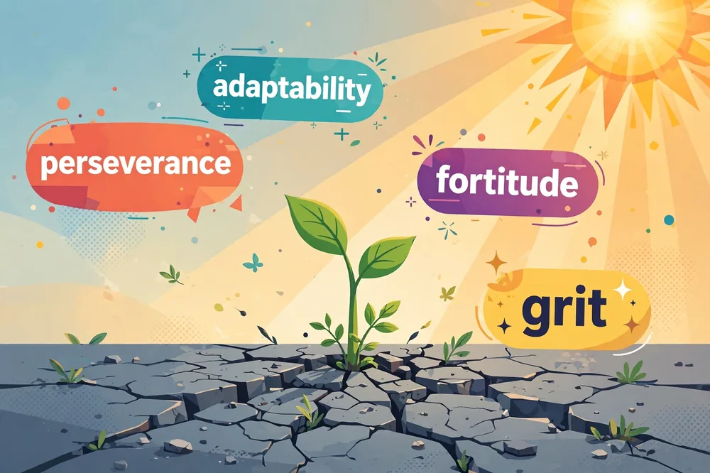 Illustration showing synonyms for resilience