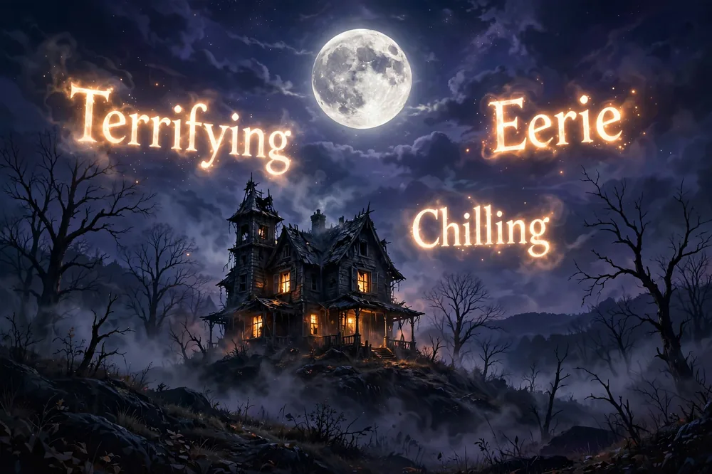 Illustration showing synonyms for Scary