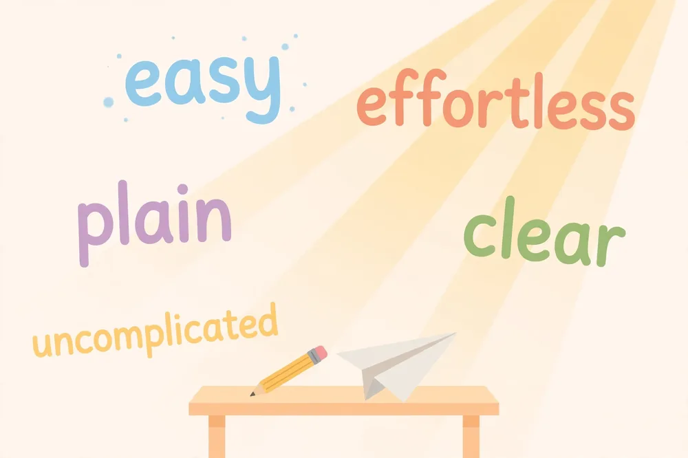 Illustration showing synonyms for simple